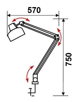 Светильник ТРАНСВИТ Beta/Gr на струбцине E27 лампа накаливания серый 60Вт