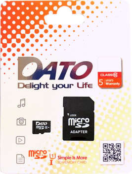 Карта памяти DATO microSDHC Class 10 UHS-I U1 + SD adapter