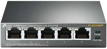 Коммутатор TP-LINK TL-SG1005P 5G 4PoE 56W неуправляемый