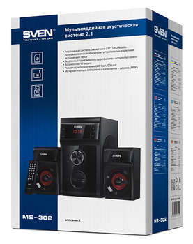 Акустическая система Sven Колонки MS-302 2.1 черный 40Вт