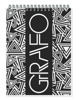 Канцтовар Полином Блокнот для записей ГРАФО 19С5 A5 обложка картон 50л белые страницы белый срез клетка спираль черный/белый