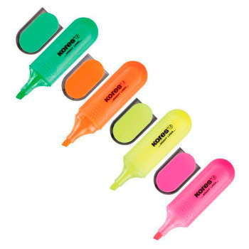 Маркер NONAME Набор текстовыделителей Kores 36140 скошенный пиш. наконечник 5мм 4цв.