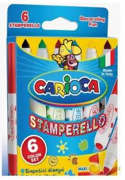 Carioca Фломастеры STAMPERELLO 42279 6цв. двусторонние со штампами коробка с европодвесом