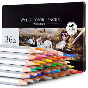 DELI Карандаши цв. 6522 Nuevo акварель. липа серебристый 36цв. мет.кор.