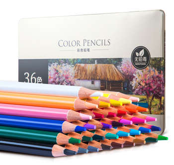 DELI Карандаши цв. 6566 липа цветной корпус 36цв. мет.кор.