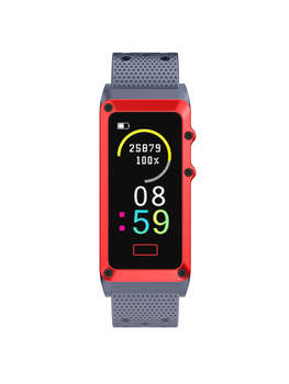 Умные часы, браслет Digma Смарт-браслет Force A8 TFT корп.:серый/красный рем.:синий