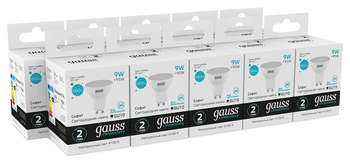 Лампа GAUSS светодиодная Spotlight Elementary 9Вт цок.:GU10 спот 220B 4100K св.свеч.бел.нейт. MR16