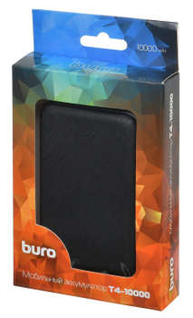 Внешний аккумулятор BURO T4-10000 Li-Pol 10000mAh 2A+1A черный 2xUSB