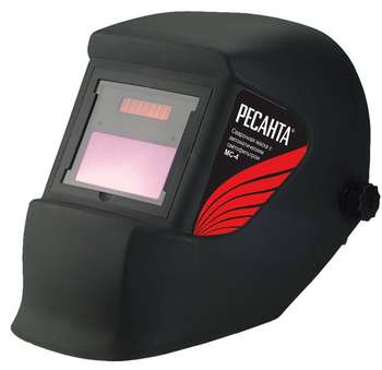 Принадлежность для сварки РЕСАНТА Маска сварщика МС-4 филь.:хамел. кл.:1/1/1/2 см.экр.90x35мм черный