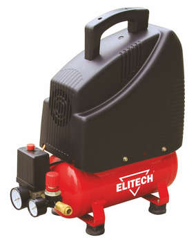 Компрессор пневматический ELITECH Компрессор поршневой КПБ 190/6 безмасляный 180л/мин 6л 1100Вт красный