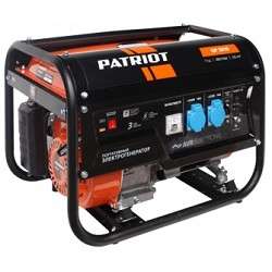 Генератор Patriot GP 3510 [474101535] {Двигатель: 4т, OHV, АИ-92, 210 сс, 7.0 л.с; Мощность ном/макс: 2.5/2.8 кВт; Объём бака: 15 л; Розетки: 2 евро 16А;Вес: 41 кг;}