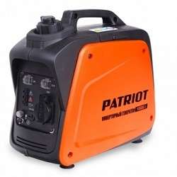 Генератор Patriot 1000i [474101025] {Двигатель 4т, АИ-92, 40сс,мощность рабочая/максимальная -0,7/0,9 кВт, объём бака - 2,1 л, 1 розетка Euro 16A, вес 8,5 кг}