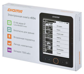 Электронная книга Digma R654 6" E-ink HD Pearl 1024x758 600MHz/4Gb/microSDHC/подсветка дисплея графит