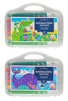 BRUNO VISCONTI Фломастеры FunColor 32-0046 круг. 12цв. пластиковый пенал