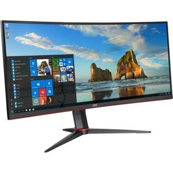 Монитор AOC 34" CU34G2X Black-Red {VA, изогнутый, 3440x1440, 144Hz, 1 ms, 178°/178°, 300 cd/m, 80M:1, +2xHDMI 2.0, +DP}