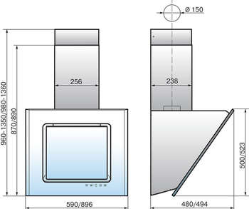 Вытяжка ELIKOR каминная Оникс 90П-1000-Е4Д бежевый управление: сенсорное