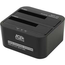 Бокс для HDD AgeStar 3UBT6-6G Докстанция 2x2.5"/3.5" SATA HDD/SSD 3UBT6-6G, USB3.0, пластик, черный, UASP