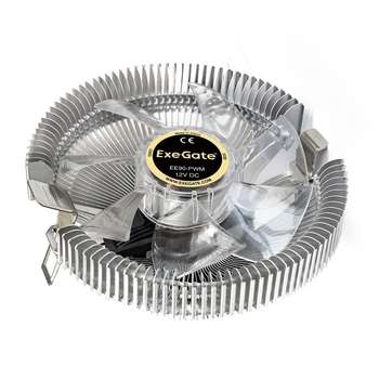 Кулер EXEGATE EX286150RUS EE90-PWM (Al, LGA	775/1150/1151/1155/1156/1200/1700/A­M2/AM2+/AM3/AM3+/AM4/FM1/FM2/754/, TDP 75W, Fan 90mm, PWM, 800-2400RPM, Hydro bearing, 4pin, 11-24db, 215г, с те