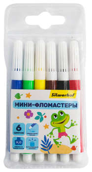 SILWERHOF Фломастеры Веселые друзья 8мм 88мм круг. Вентилируемый 6цв. пакет с европодвесом