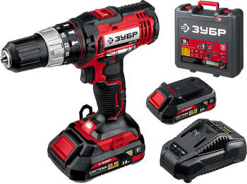 Шуруповерт ЗУБР Дрель-ДШУ-185-22 аккум. патрон:быстрозажимной