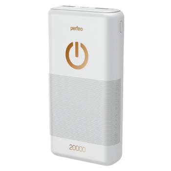 Внешний аккумулятор Perfeo Powerbank 20000 mah + Micro usb /In Micro usb /Out USB 1 А, 2.1A/ White