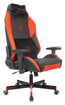 Кресло KNIGHT игровое Neon черный/красный соты экокожа с подголов. крестов. металл