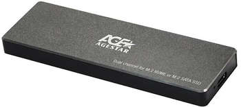 Бокс для HDD AgeStar Внешний корпус SSD 31UBVS6C NVMe/SATA USB3.0 алюминий черный M2 2280 B/M-key