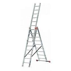 Стремянка СИБИН [38833-12] Лестница универсальная, трехсекционная со стабилизатором, 12 ступеней