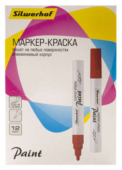 Маркер SILWERHOF лаковый Paint круг. пулевидный пиш. наконечник 2-4мм металический корпус красный коробка картонная