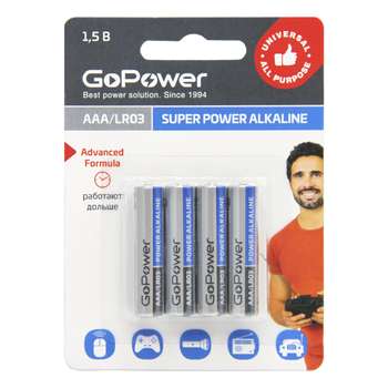 Аккумулятор GoPower Батарейка LR03 AAA
