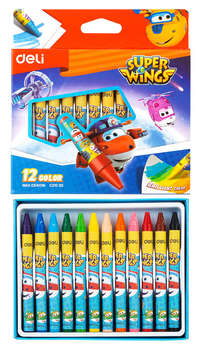 Школьная канцелярия  DELI Восковые мелки EC21000 Super Wings 12цв. картон.кор./европод.