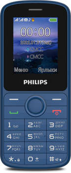 Сотовый телефон Philips Мобильный телефон E2101 Xenium синий моноблок 2Sim 1.77" 128x160 Thread-X GSM900/1800 MP3 FM microSD max32Gb