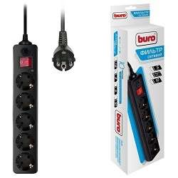 BURO Сетевой фильтр, 5 розеток, 3 метра, {992293}