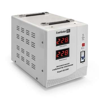 Сетевой фильтр EXEGATE EX291725RUS Стабилизатор напряжения  Expert AS-5000 (5000ВА, вход 140...260В, двойная цифр. индикация вход/вых. напряжения, выход 220В±8%, КПД 98%, 5 уровней защиты, метал. корпус, клем