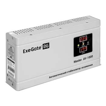Сетевой фильтр EXEGATE EX291737RUS Стабилизатор напряжения  Master AV-1000 (1000ВА, 140-260В, цифр. индикация вход/вых. напряжения, 220В±8%, КПД 98%, 5 уровней защиты, задержка, метал.корпус, евророзетка, RTL
