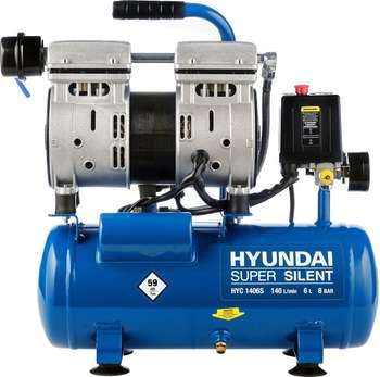 Компрессор пневматический HYUNDAI HYC 1406S безмасляный 140л/мин 6л 750Вт