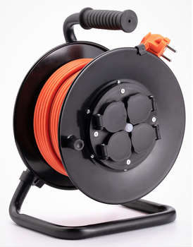 Электрический удлинитель STARWIND Удлинитель силовой ST-PSR4.30/G-20 3x2.0кв.мм 4розет. 30м ПВС 20A катушка оранжевый