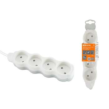 Сетевой фильтр TDM SQ1303-0226 Удлинитель бытовой  "Люкс" УЛ4 4 гнезда, 1,5м, б/з, с з/ш, ПВС 2х0,75 мм2  10А/250В бело-серый