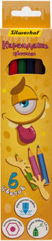 SILWERHOF Карандаши цв. Монстрики 2.8мм шестигран. дерево ассорти 6цв. коробка/европод.