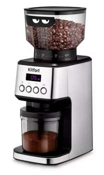 Кофемолка KITFORT КТ-790 180Вт сист.помол.:жернова вместим.:320гр нержавеющая сталь/черный