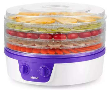 Сушилка для овощей и фруктов KITFORT Сушка для фруктов и овощей КТ-1935-1 5под. 245Вт белый