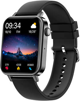 Умные часы, браслет SUNWIND Смарт-часы SW40 1.69" TFT корп.черный рем.черный