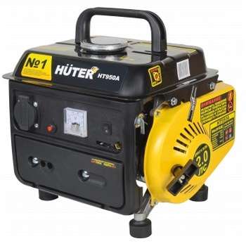 Генератор HUTER HT950A 64/1/1 Электро{двухтактный, 650Вт, 220В/50Гц, 57Дб, принудительное охлаждение, бак 4,2л, расход бензина 534 г/кВтч, 365х308х376, 16 кг} 4606059015024