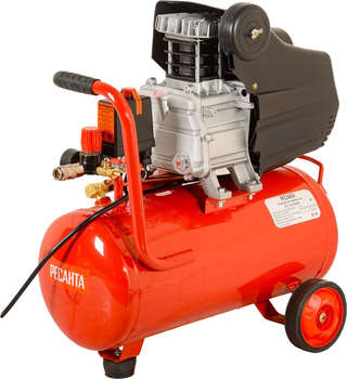 Компрессор пневматический РЕСАНТА Компрессор поршневой КП-24/260М масляный 260л/мин 24л 2000Вт красный/черный