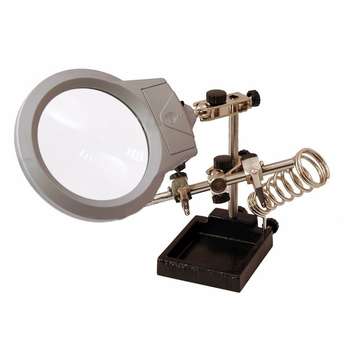 Паяльное оборудование REXANT Держатель "третья рука" с лупой х2.5, подставкой под паяльник и LED подсветкой