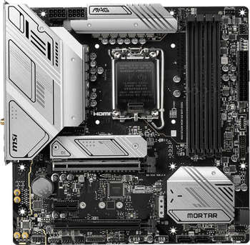 Материнская плата MSI MAG B760M MORTAR WIFI DDR4 Soc-1700 Intel B760 4xDDR4 mATX AC`97 8ch 2.5Gg+HDMI+DP
