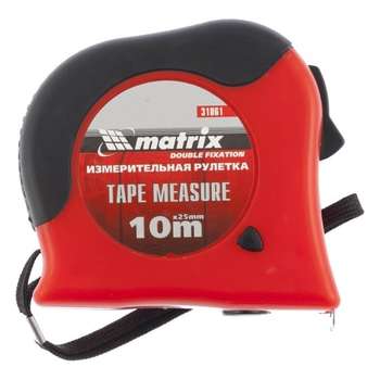 Измерительная техника MATRIX Рулетка Double fixation, 10 м х 25 мм, обрезиненный корпус, двойная плавная фиксация [31061]