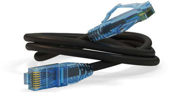 Патч-корд HYPERLINE PC-LPM-UTP-RJ45-RJ45-C6-0.3M-LSZH-BK PC-LPM-UTP-RJ45-RJ45-C6-0.3M UTP RJ-45 вил.-вилка RJ-45 кат.6 0.3м черный LSZH 24AWG