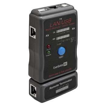 Кабельный инструмент EXEGATE EX293160RUS Тестер сетевой EX-T5448 для RJ-45/RJ-11/RJ-12/USB