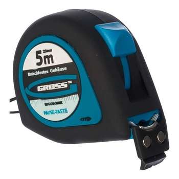 Измерительная техника GROSS Рулетка "Ergonomisch", 5 м x 25 мм, магнитный обрезиненный зацеп [31103]